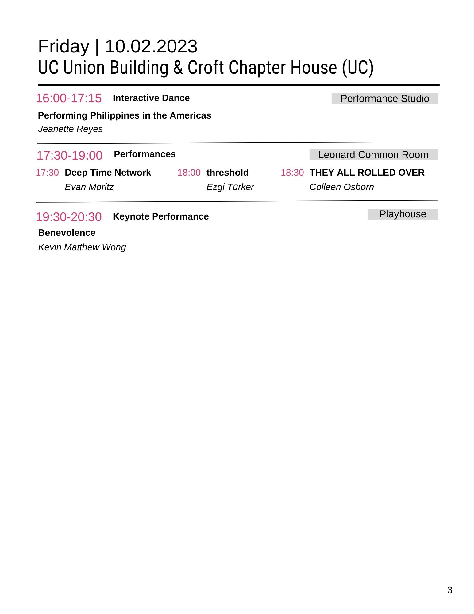 FOOT 2023 Friday schedule continued