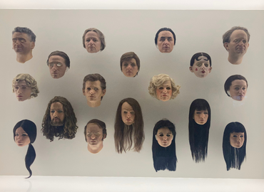 Display case of human heads