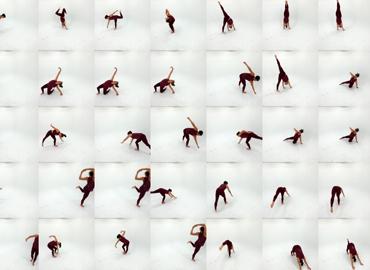 Collage of dance poses of artist Kate Sicchio