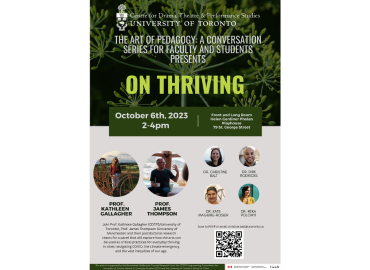 Collage of guest speakers on background of green plants